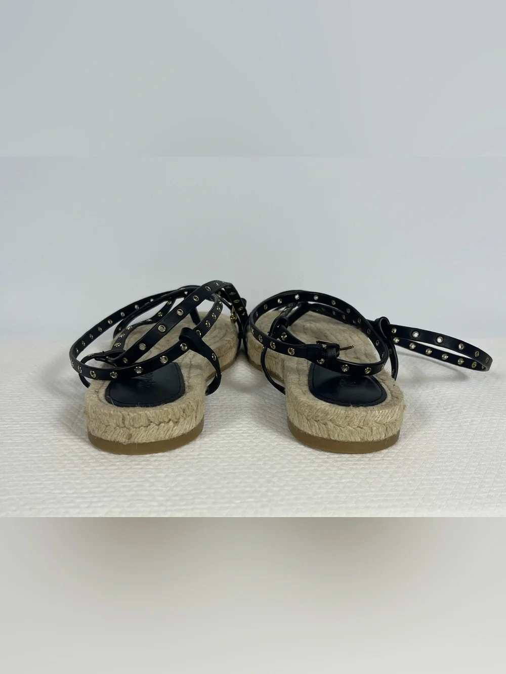 Madewell The Mira Espadrille Thong Sandal In Black Size 7.5 Nwot